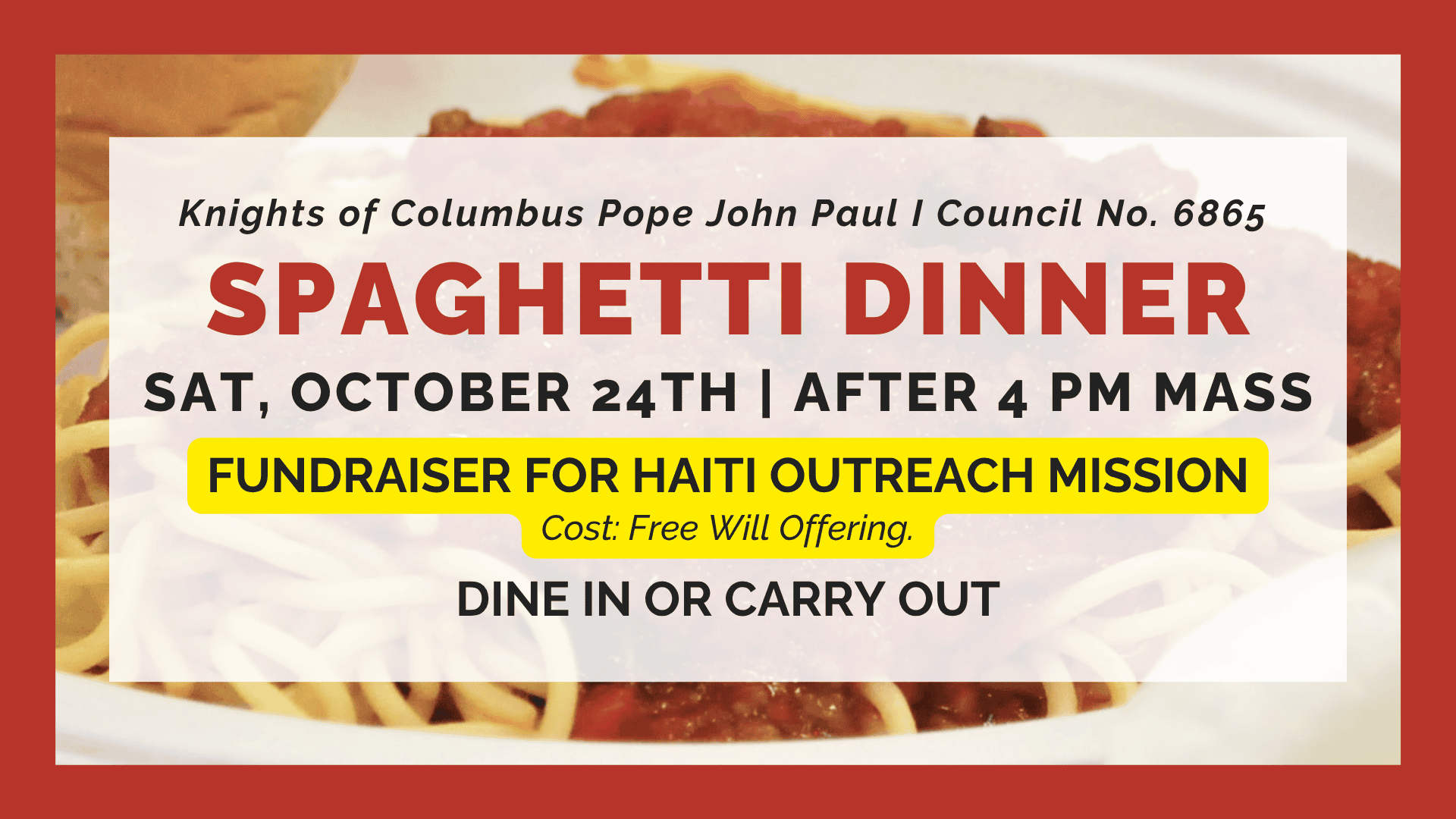 Knights of Columbus’ Spaghetti Dinner